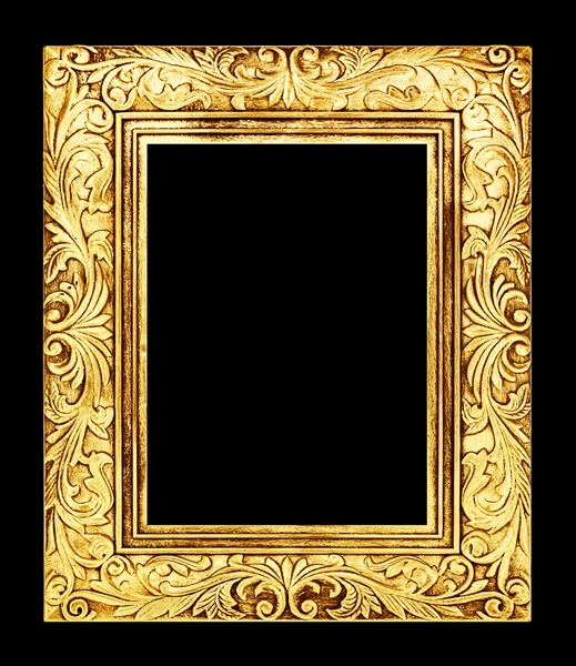 Antique golden frame isolated on black background, clipping path — Stock Photo, Image