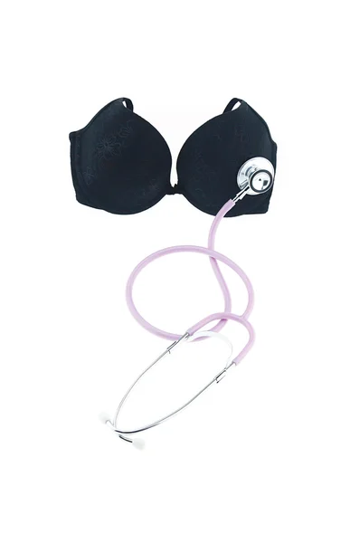 Bra and stethoscope, breast cancer concept. — Stock Photo, Image
