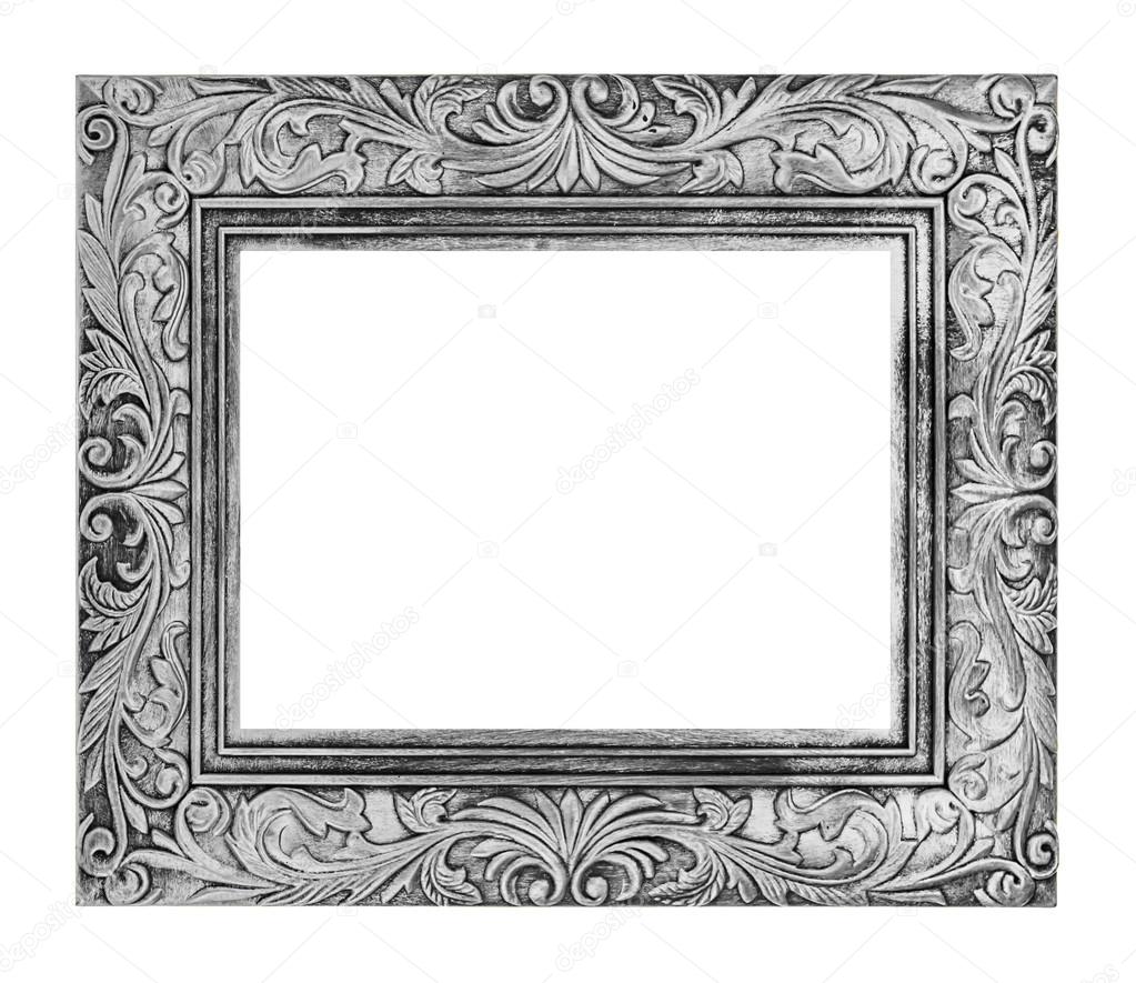 antique gray frame isolated on white background, clipping path 