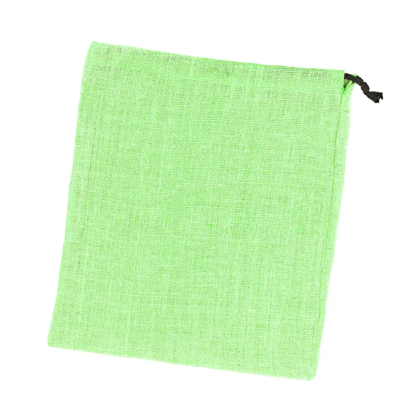 Sacos de pano de saco verde isolado no fundo branco — Fotografia de Stock