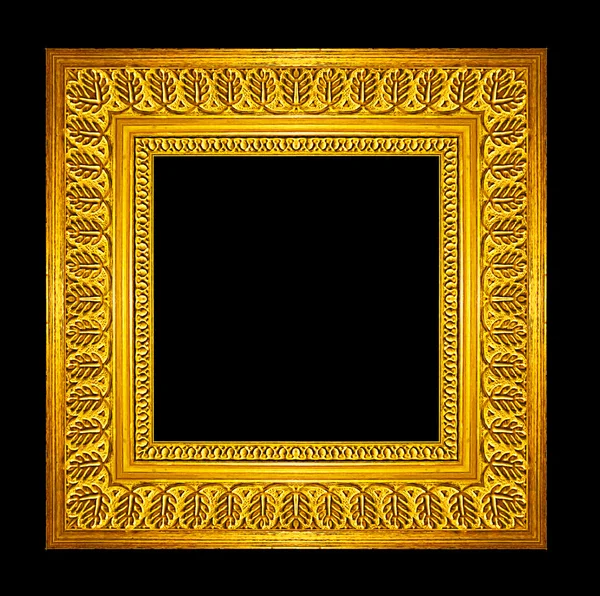 Golden frame isolated on black background, clipping path — Stock Photo, Image