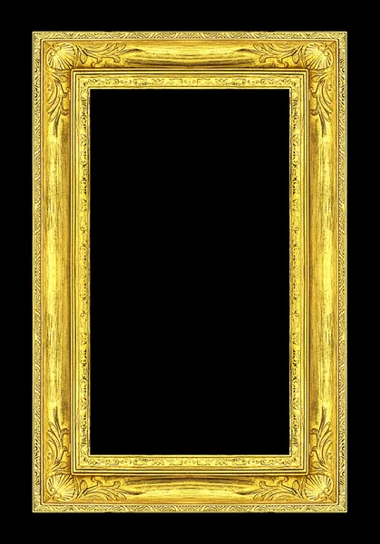 Picture golden frame isolated on black background, clipping path — Stock Photo, Image