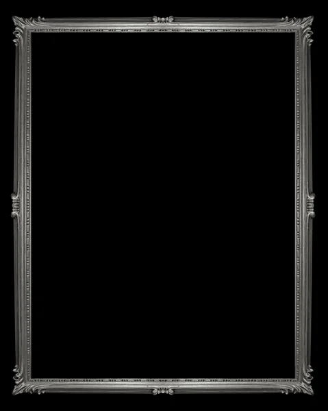 Cornice argento isolato su sfondo nero, percorso di ritaglio — Foto Stock