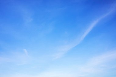 Mavi gökyüzüne karşı fantastik yumuşak beyaz bulutlar ve yatay uzay şeklini kopyalamak. Web afişi. Web sitesi başlığı.