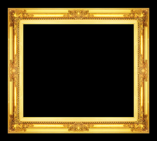 Antique golden frame isolated on black background, clipping path — Stock Photo, Image