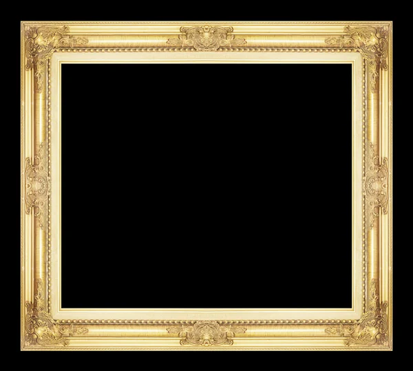 Starožitný zlatý rám izolovaných na černém pozadí, Ořezová cesta — Stock fotografie