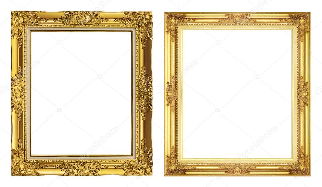 Download - Collection 2 antique golden frame isolated on white background, ...