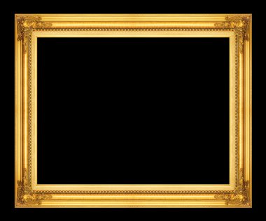 Siyah arka plan üzerinde clipp izole antika altın çerçeve