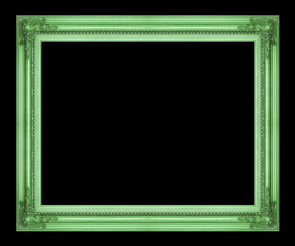 Antique picture green frame isolated on black background, clippi — Stock Photo, Image