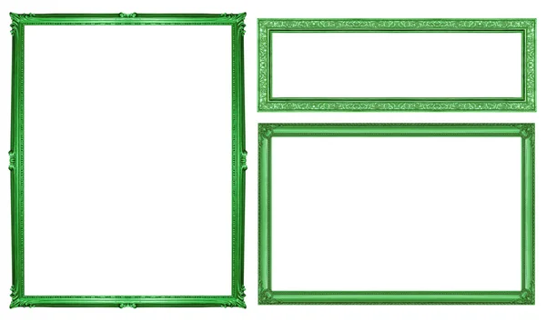 Colección marco vintage verde aislado sobre fondo blanco, cli —  Fotos de Stock