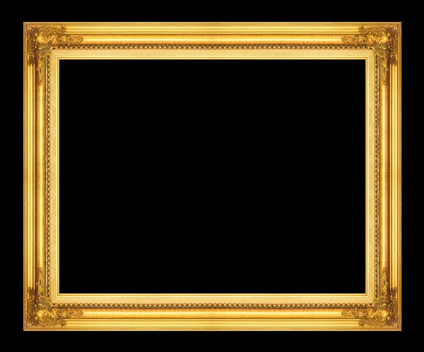 Antique picture golden frame isolated on black background, clipp — Stock Photo, Image