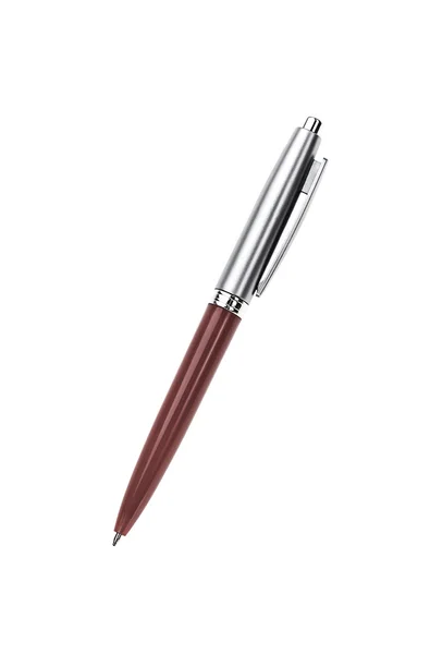 Red silver pen isolated on white — Stock Photo, Image