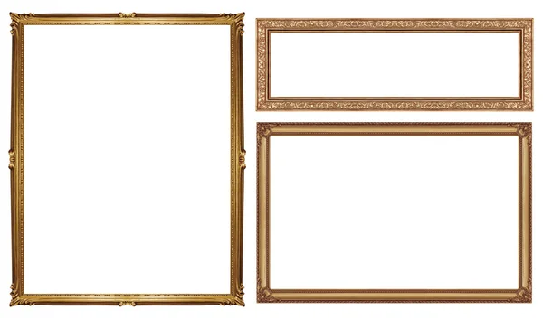 Collection brown vintage frame isolated on white background, cli — Stock Photo, Image