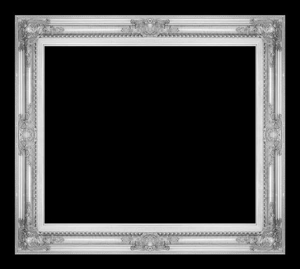 Antiken grauen Rahmen isoliert auf schwarzem Hintergrund, Clipping-Pfad — Stockfoto
