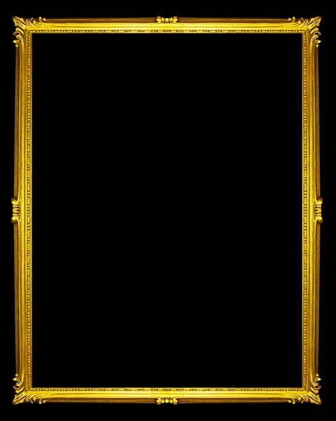 Zlatý rám, izolované na černém pozadí, Ořezová cesta — Stock fotografie