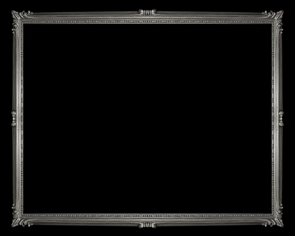 Silberrahmen isoliert auf schwarzem Hintergrund, Clipping-Pfad — Stockfoto