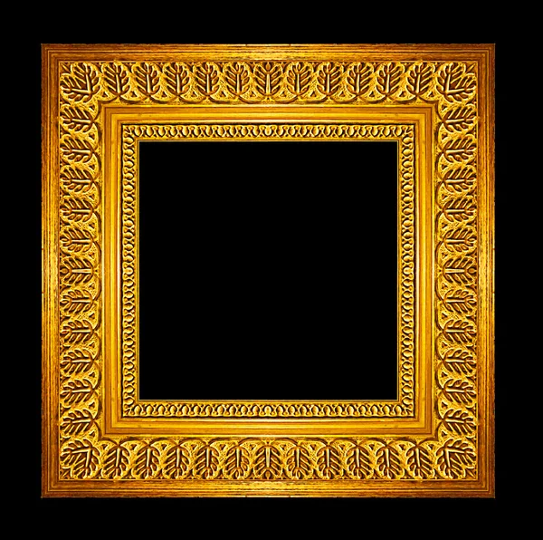 Golden frame isolated on black background, clipping path — Stock Photo, Image