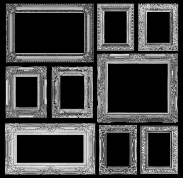 Set of gray vintage frame isolated on black background — Stock Photo, Image