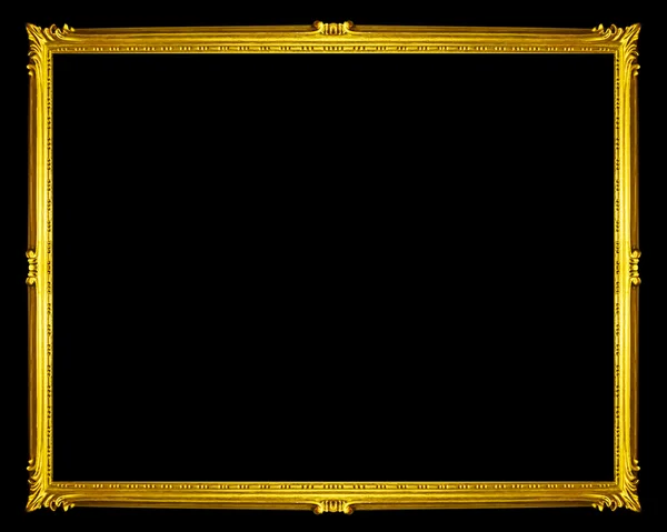 Goldener Rahmen isoliert auf schwarzem Hintergrund, Clipping-Pfad — Stockfoto