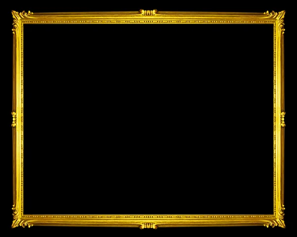 Golden frame isolated on black background, clipping path — Stock Photo, Image