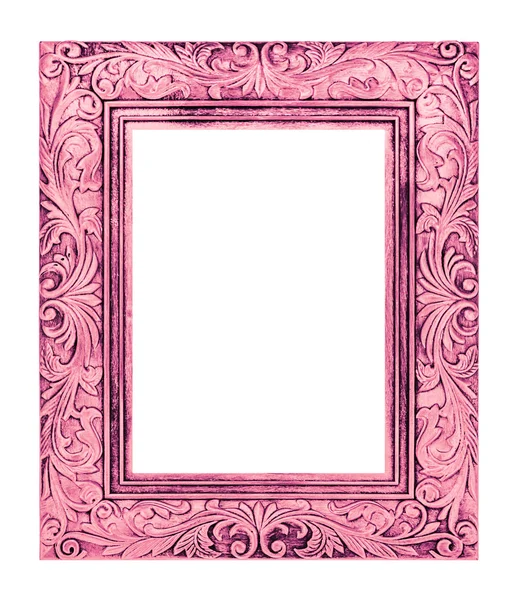Antique pink frame isolated on white background, clipping path — Stock Photo, Image