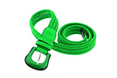 Yeşil kadın tığ işi kemer beyaz arka plan üzerinde izole