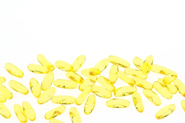 Fish oil capsules on white background. — Stock Photo, Image