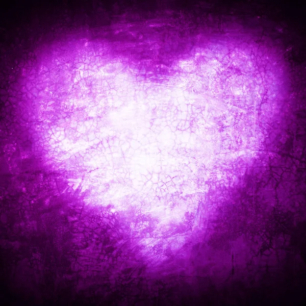 Grunge-Rahmen, Herzform lila Farbe, Valentinstag — Stockfoto