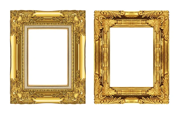 Set antieke gouden frame geïsoleerd op een witte achtergrond, knippen — Stockfoto