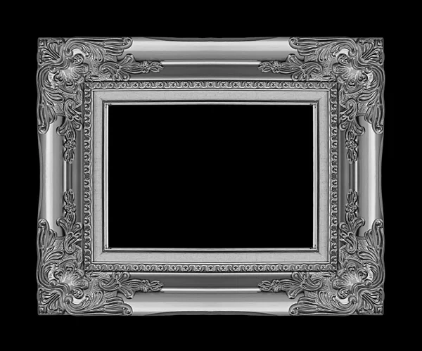 Antique gray frame isolated on black background, clipping path — Stock Photo, Image