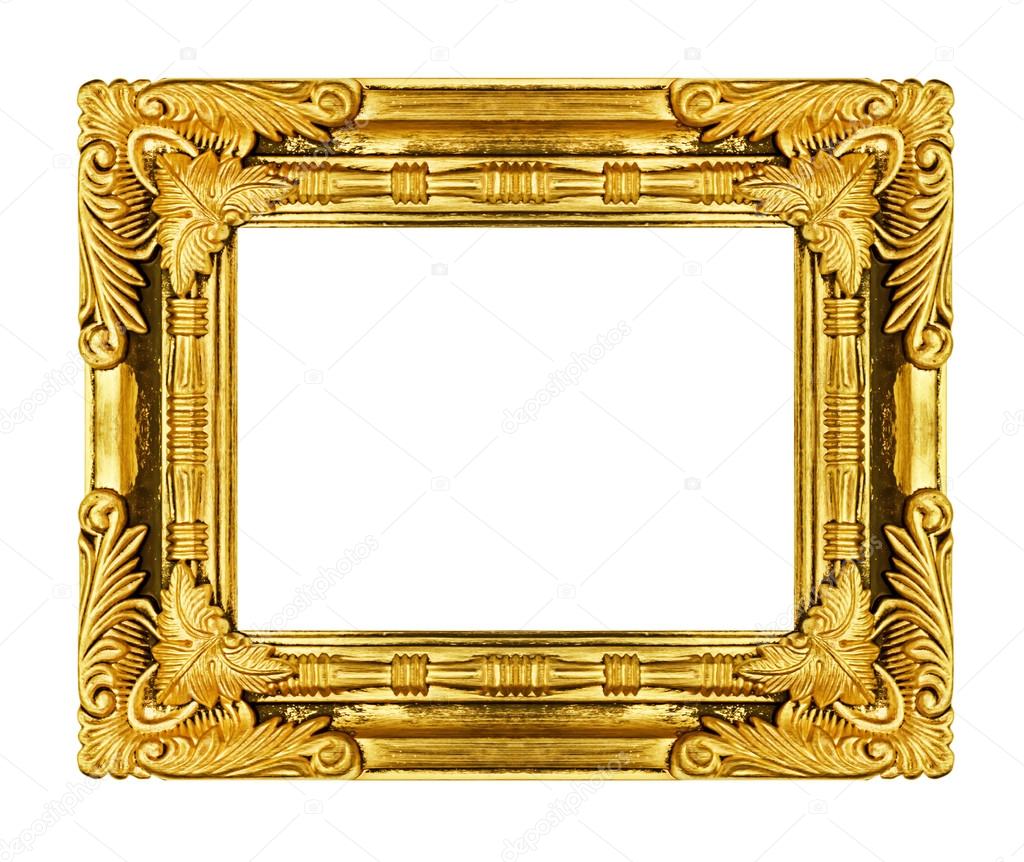 Picture gold frame isolated on white background, clipping path