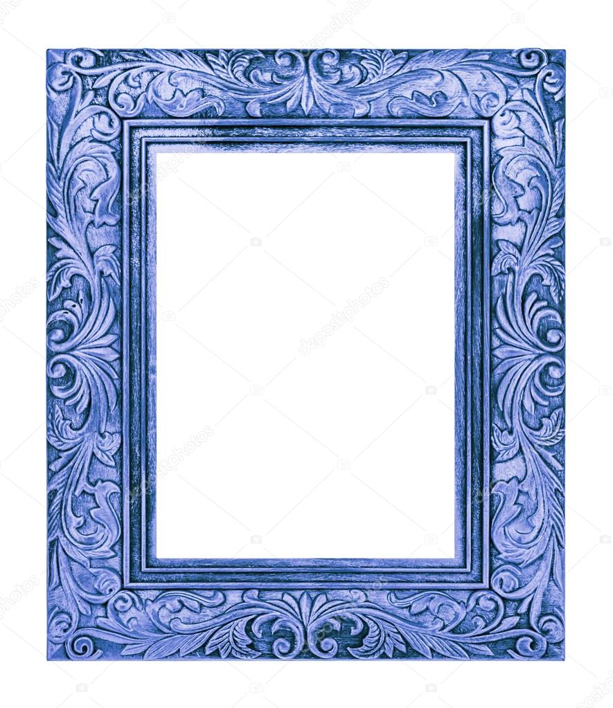 antique blue frame isolated on white background, clipping path 