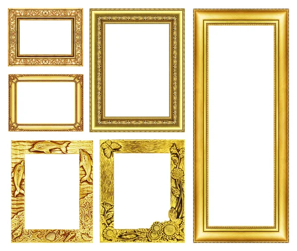 Collectie gouden frame geïsoleerd op witte achtergrond. — Stockfoto