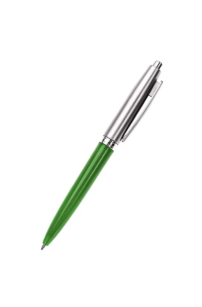 Green silver pen isolated on white — Stock Photo, Image