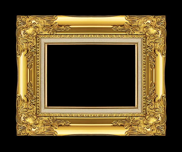 Antique golden frame isolated on black background, clipping path — Stock Photo, Image