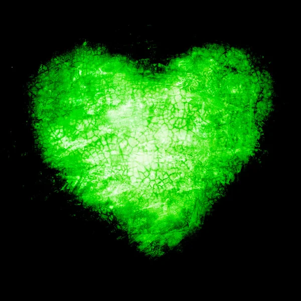 Grunge frame , heart shape green color, Valentines Day — Stock Photo, Image
