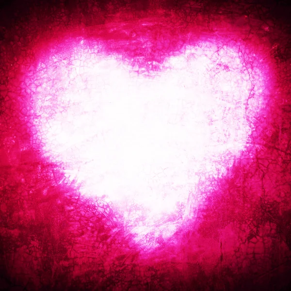 グランジ フレーム、ハート形ピンク色、バレンタインの日 — ストック写真
