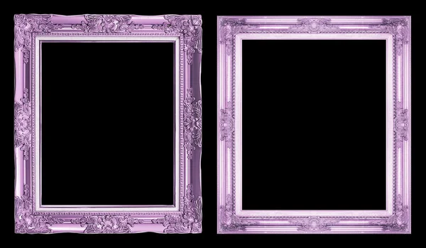 Collection 2 antique purple frame isolated on black background, — Stock Photo, Image