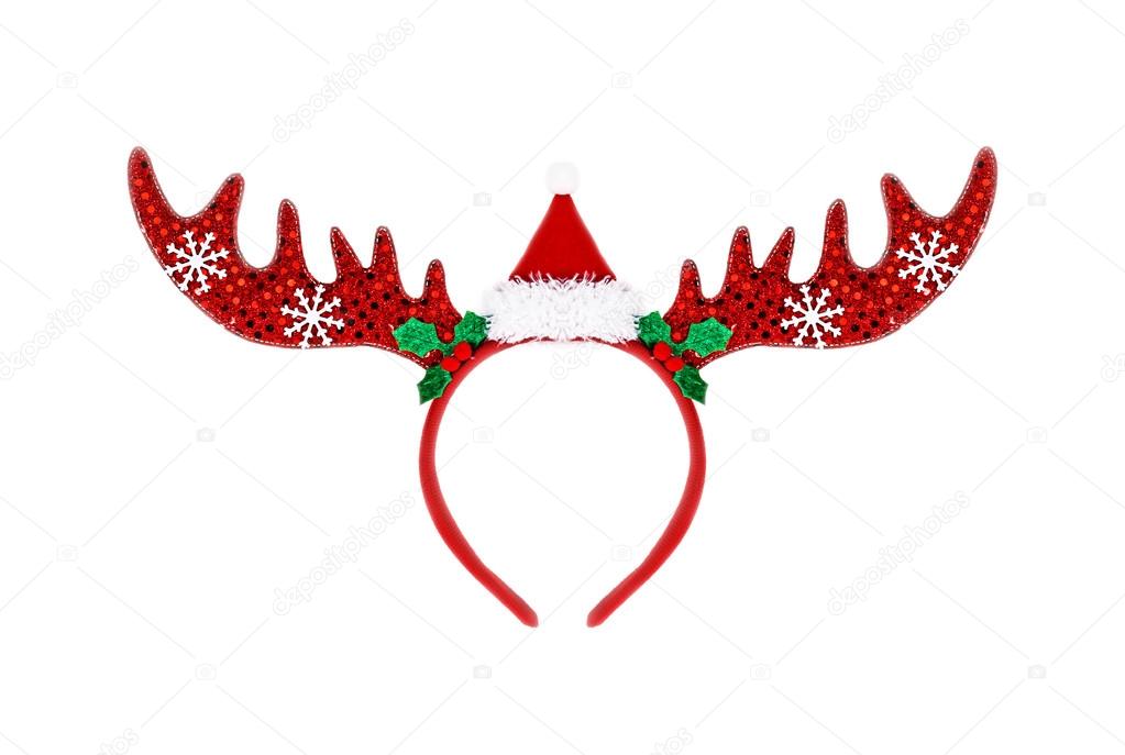 Pair of toy reindeer horns. Isolated on a white background. 