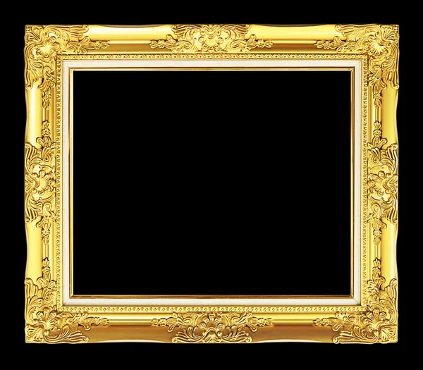 Antique golden frame isolated on black background, clipping path — Stock Photo, Image