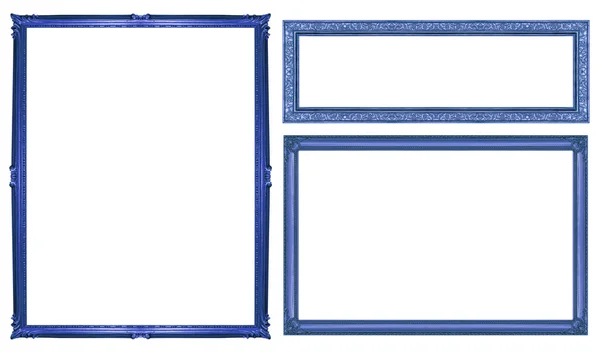 Collection blue vintage frame isolated on white background, clip — Stock Photo, Image