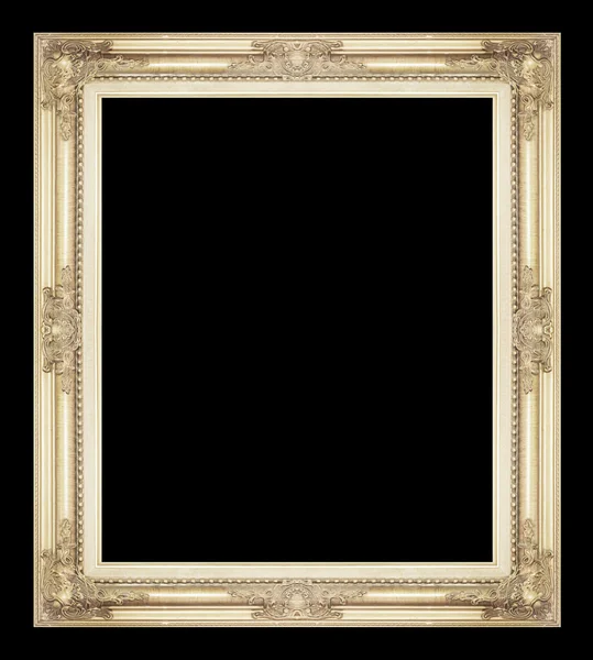 孤立的黑色背景，剪切路径上的古董金框 — 图库照片