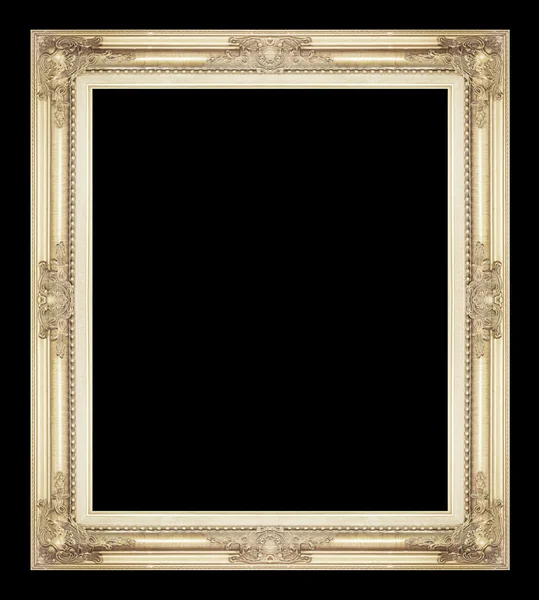 Antique golden frame isolated on black background, clipping path — Stock Photo, Image