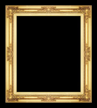 kırpma yolu, siyah arka plan üzerinde izole antika altın çerçeve