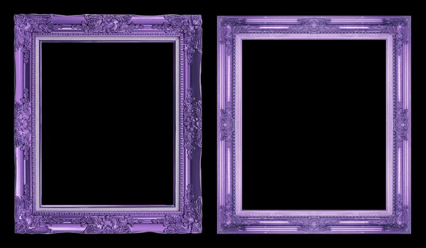 Kolekce 2 starožitné fialový rám izolovaných na černém pozadí, — Stock fotografie