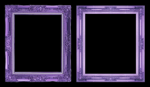 Collection 2 antique purple frame isolated on black background, — Stock Photo, Image