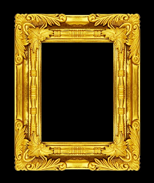 Зображення золотої рамки ізольовано на чорному тлі, відсічний контур — стокове фото