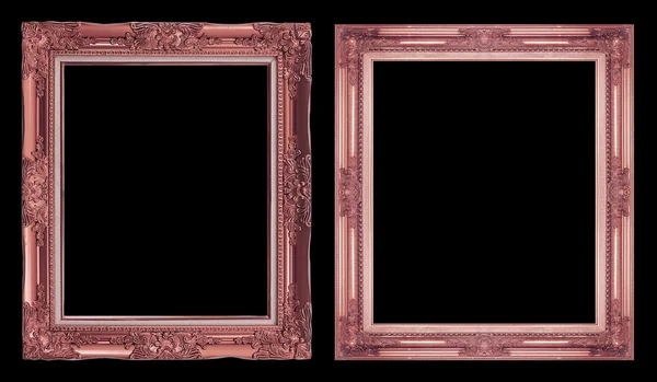 Collection 2 antique brown frame isolated on black background, c — Stock Photo, Image