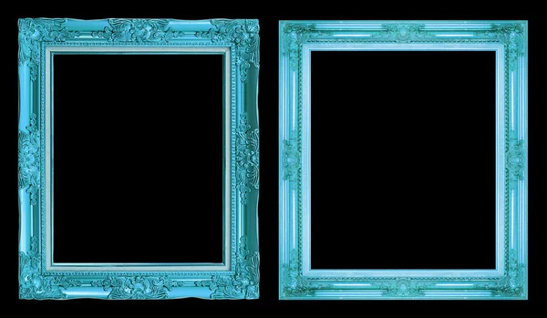集合 2 古董在蓝框上黑色的背景，孤立 cl — 图库照片