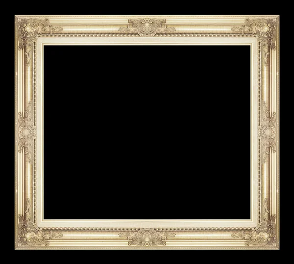 Антикварная золотая рамка изолирована на черном фоне, путь обрезки — стоковое фото